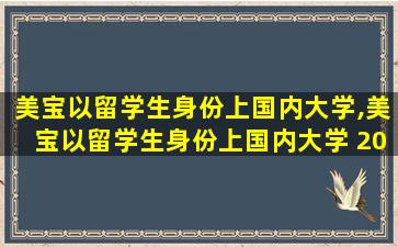 美宝以留学生身份上国内大学,美宝以留学生身份上国内大学 2023